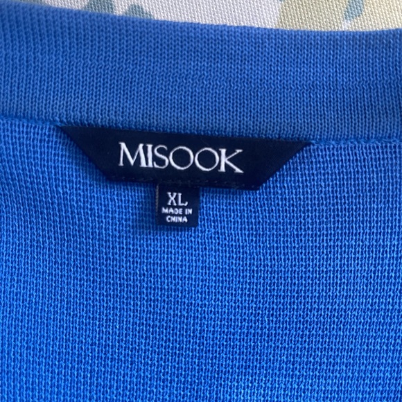 Misook Blue Open Front Knit Cardigan with mesh and eyelet detail size XL - Picture 7 of 8